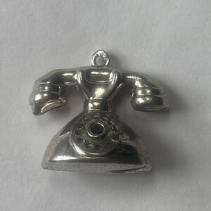 Vintage Sterling Silver 3D Telephone pendant charm